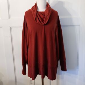 Garnet Hill Rust Red Cowl Neck Tunic Top Women’s Large Soft